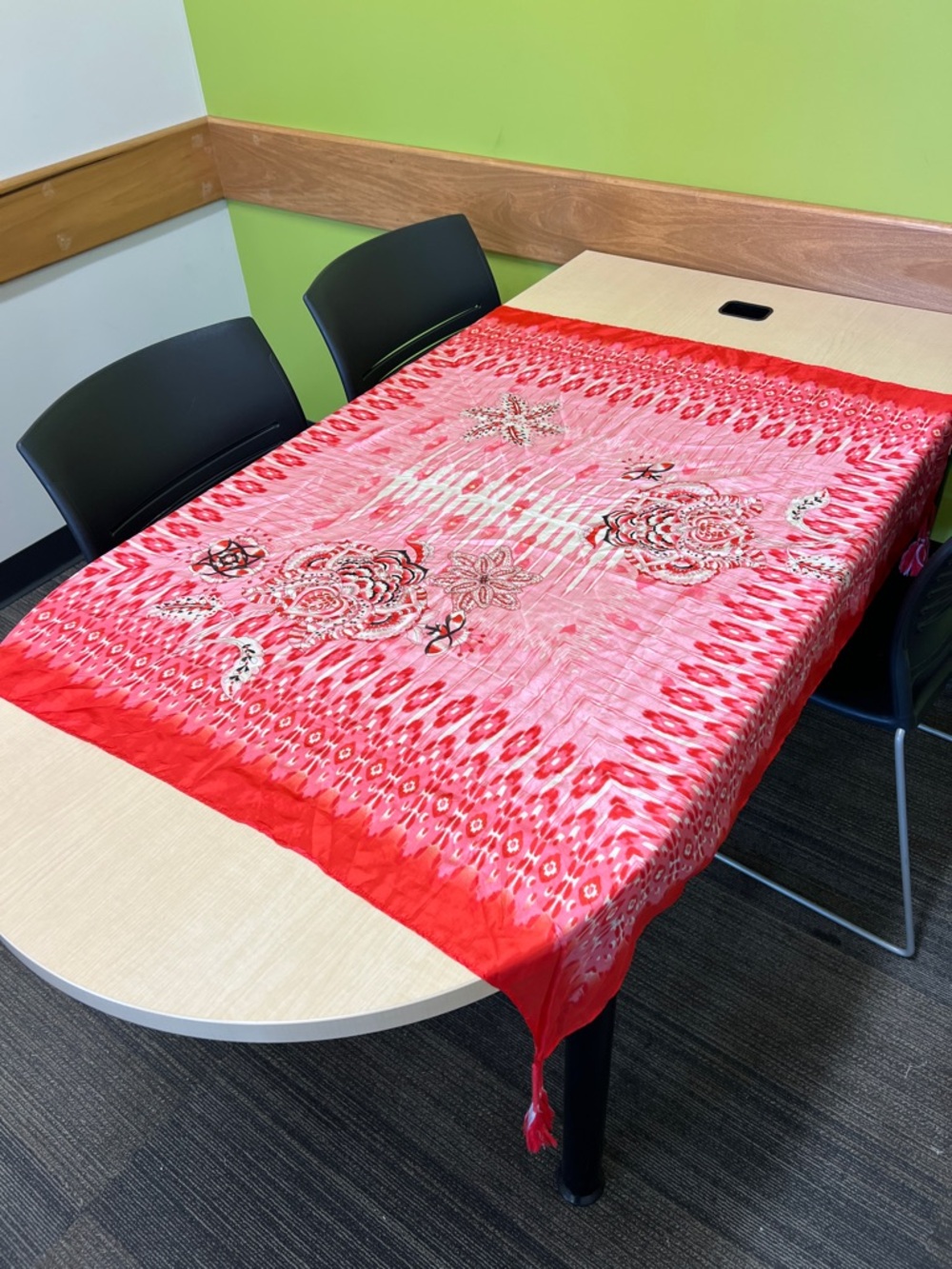 JOHNNY WAS 100% silk scarf pink and red floral print abstract tropical beautiful